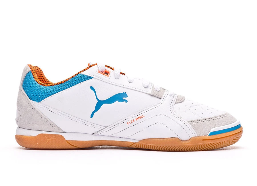 Puma T&aacute;ctico - White / Glacier Grey / Dresden Blue / Shocking Orange #indoorfootball #futsal
