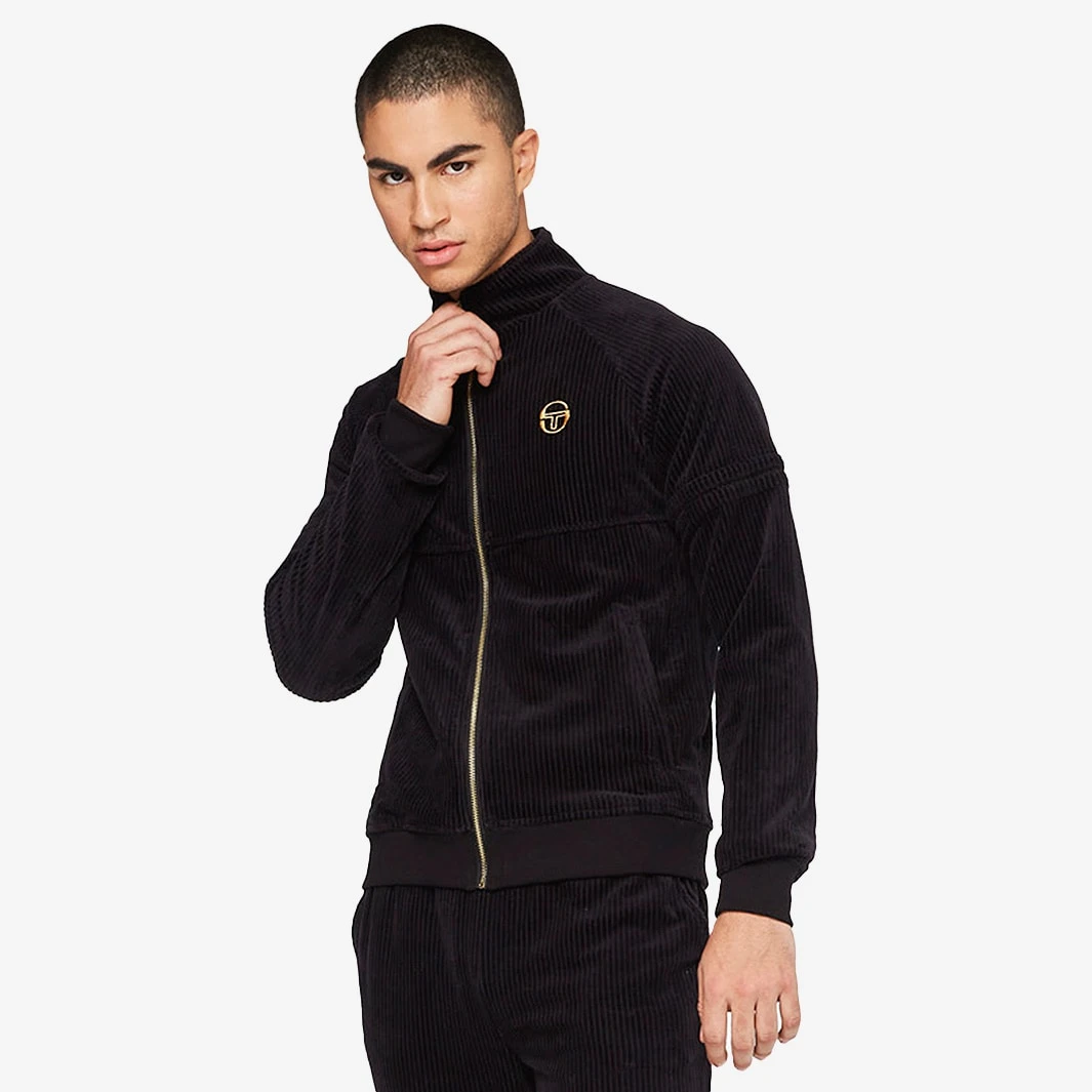 Sergio Tacchini Orion Rib Velour Track Top - Black