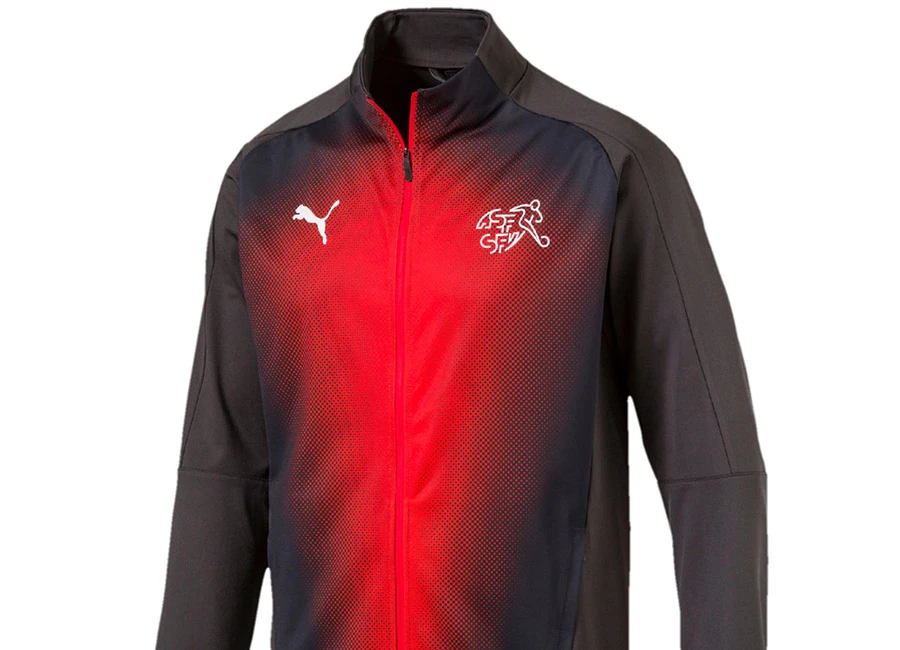 Switzerland 2018 Puma Stadium Jacket - Asphalt / Red
